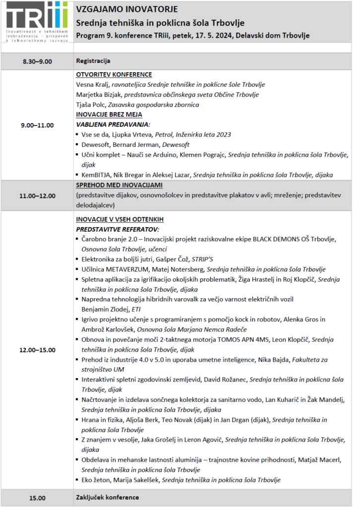Program 9. konference TRiii
